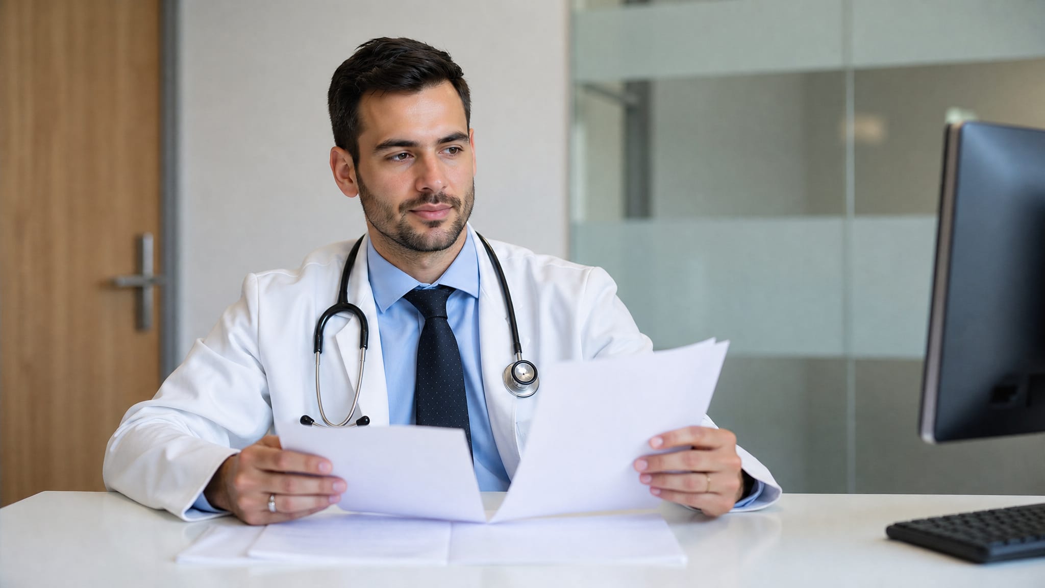 Doctor taking UAE medical licensing exam